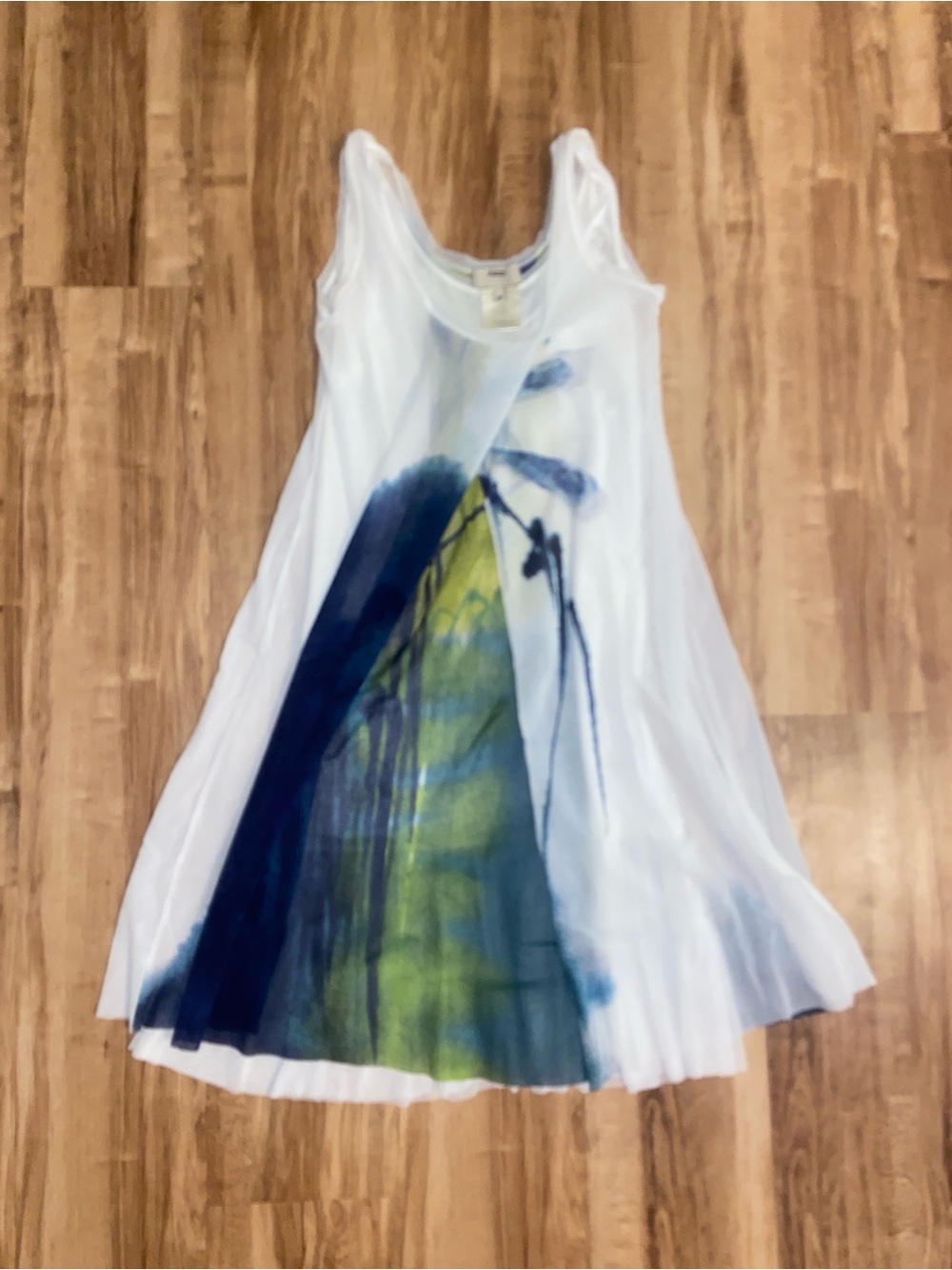 FUZZI Italy Tulle Mesh Watercolor Abstract Dress Size Medium Jean Paul Gaultier